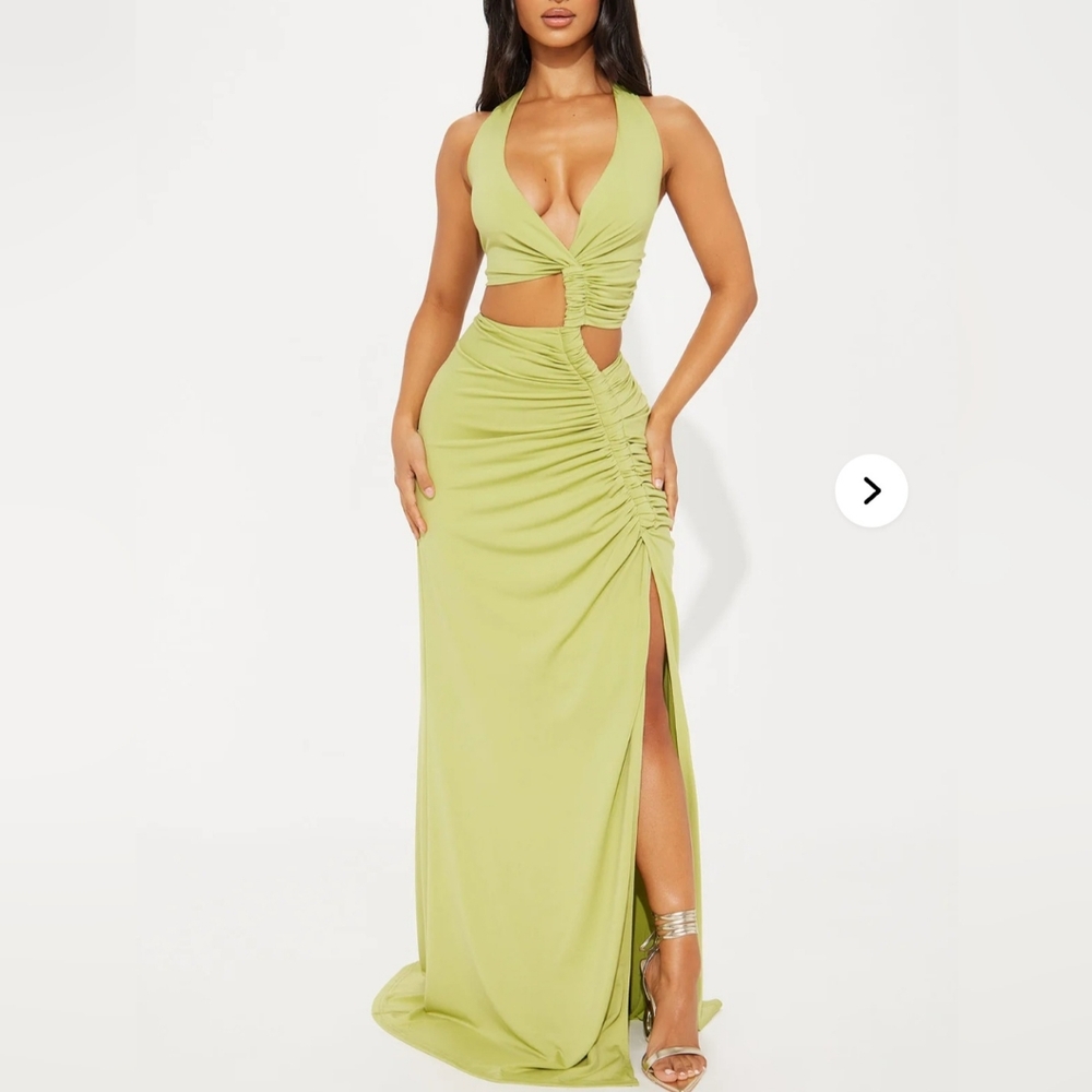 Elegant Lime Green Halter Maxi Dress